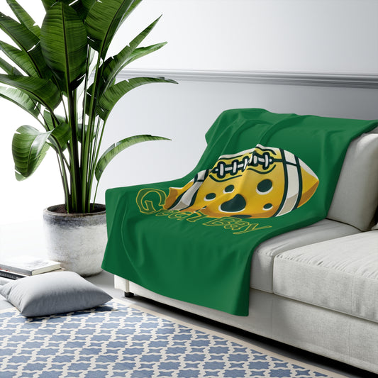Green Bay Cheese Football Sherpa Fleece Blanket