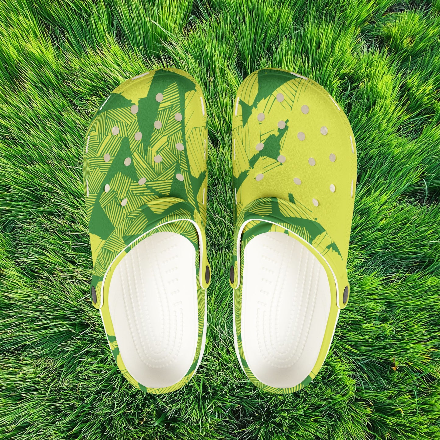 Electric Green and Gold Newcastle Foam Clogs