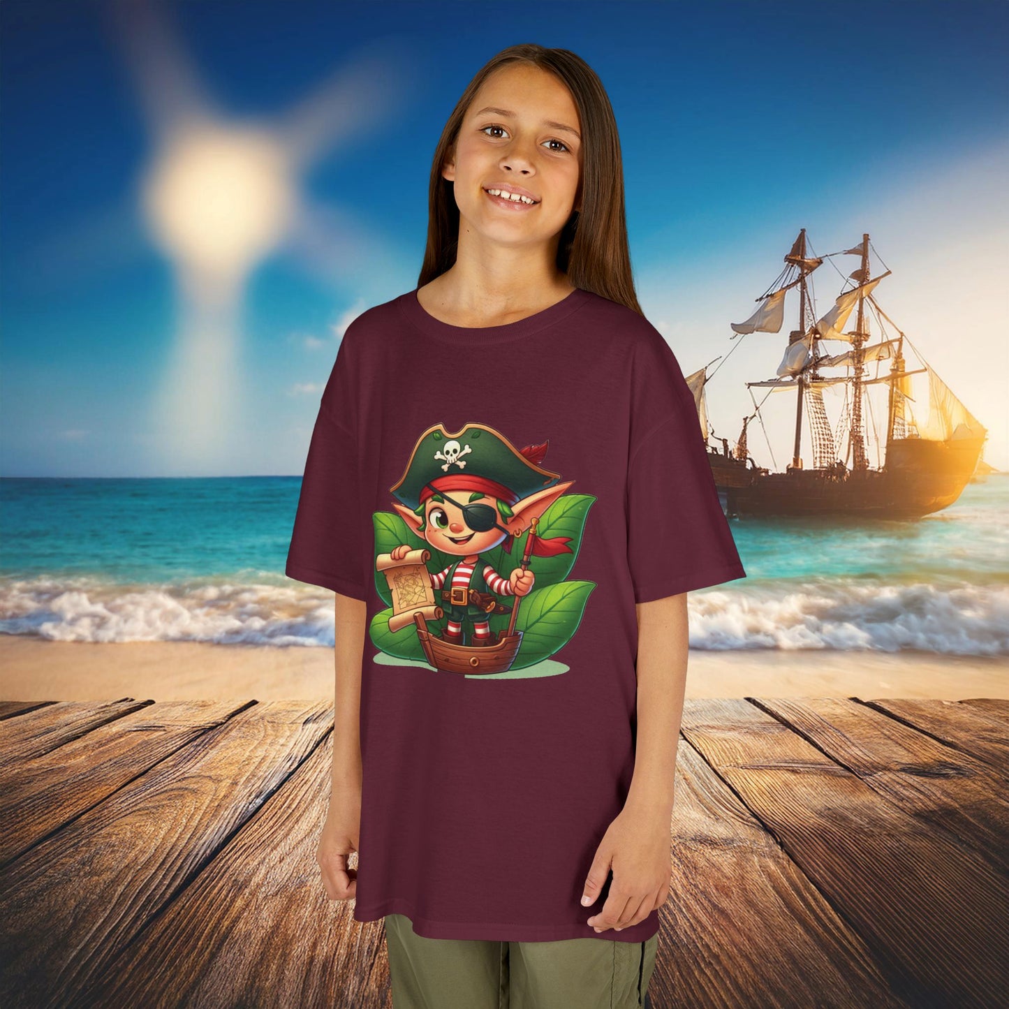 Elf Pirate Treasure Map Kids Tee