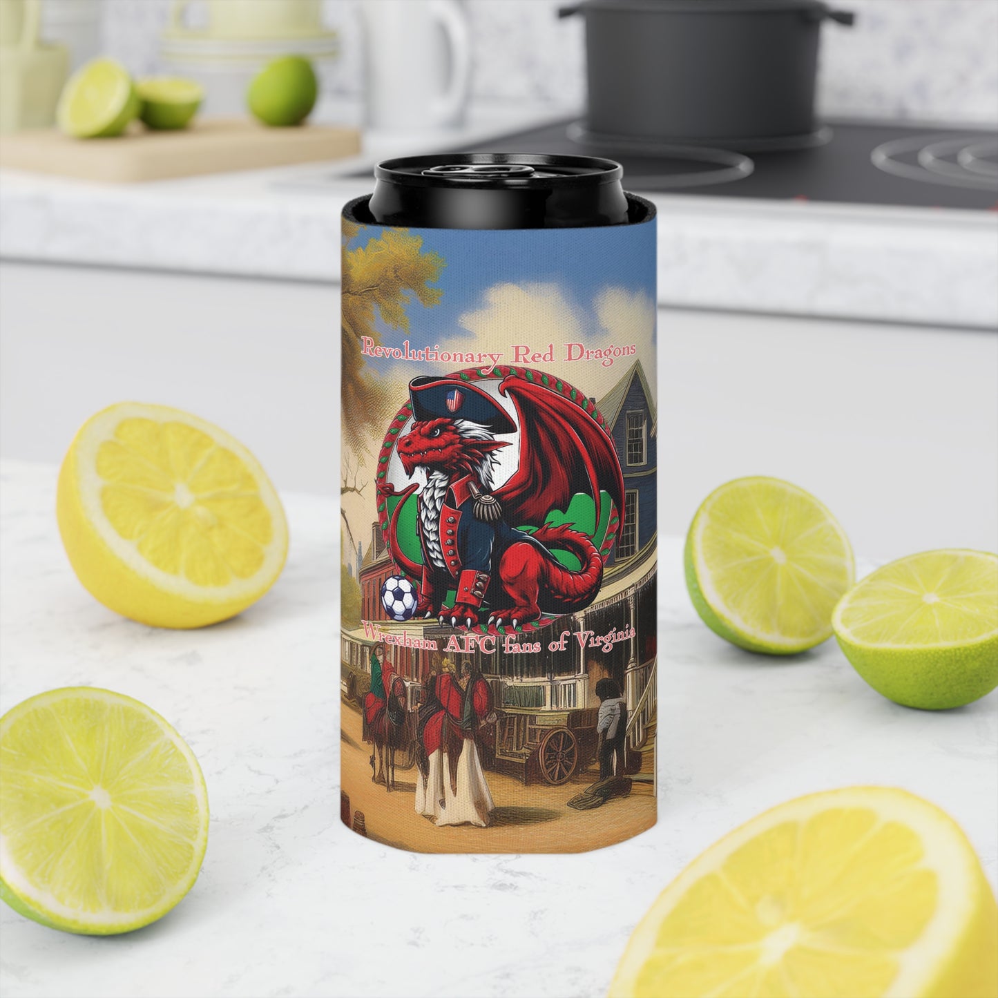Revolutionary Red Dragons Logo Can Cooler - Williamsburg