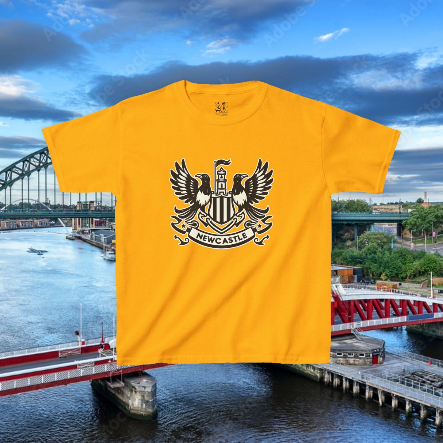 Newcastle United B&W Crest Kids Tee