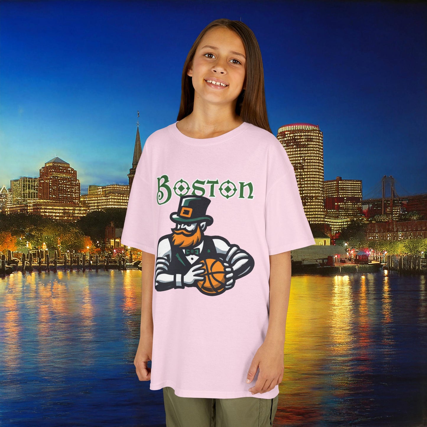Boston Basketball Design Kids Tee