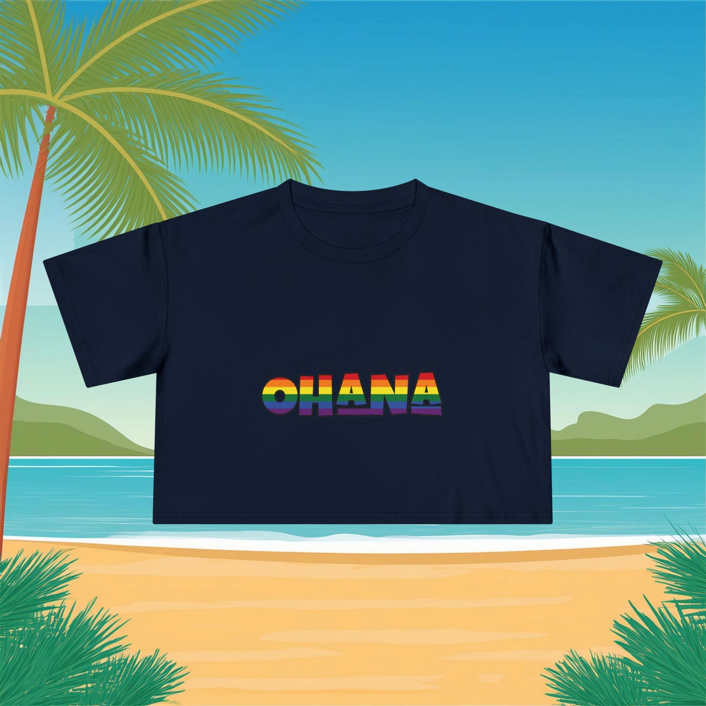 Rainbow Ohana Women's Crop Tee