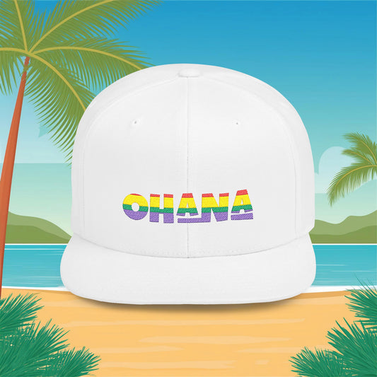 Rainbow Ohana Flat Bill Snapback