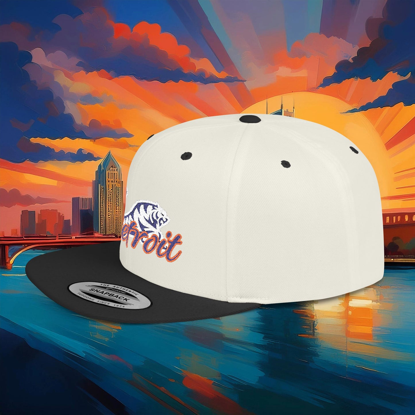 Detroit White Tiger Flat Bill Snapback