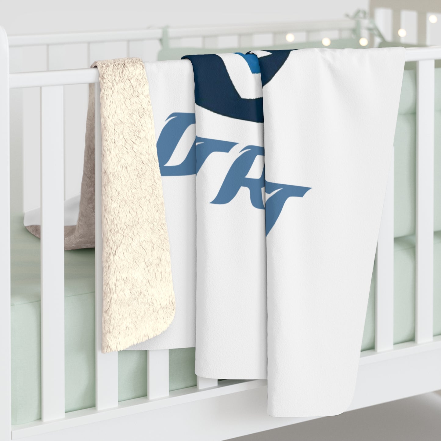 Detroit Football Blue Logo Sherpa Fleece Blanket