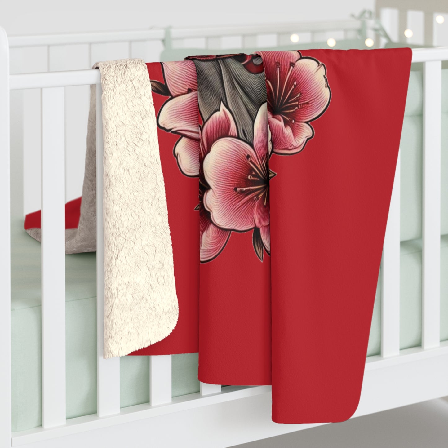 Washington Baseball Cherry Blossom Sherpa Fleece Blanket