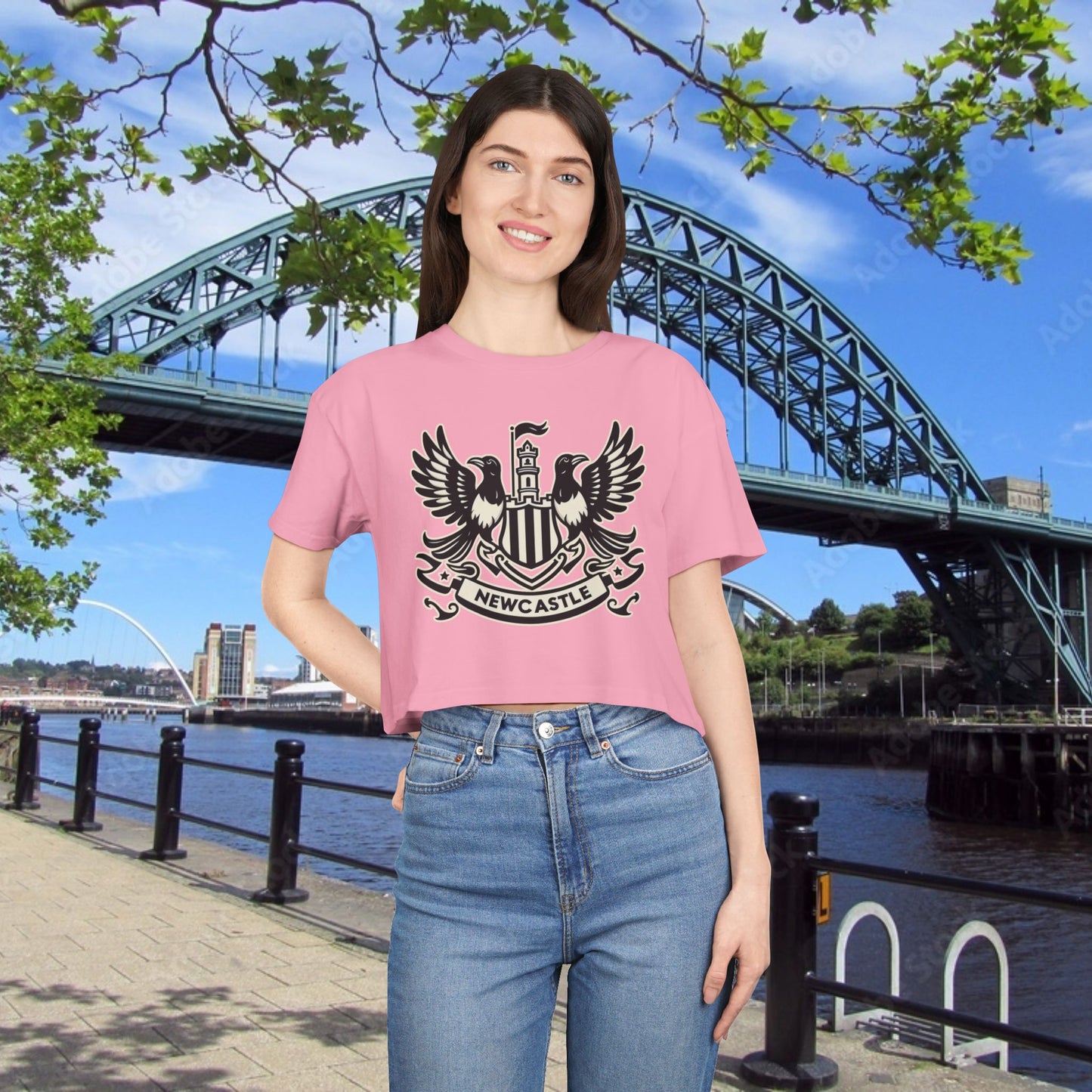 Newcastle United B&W Crest Women's Crop Tee
