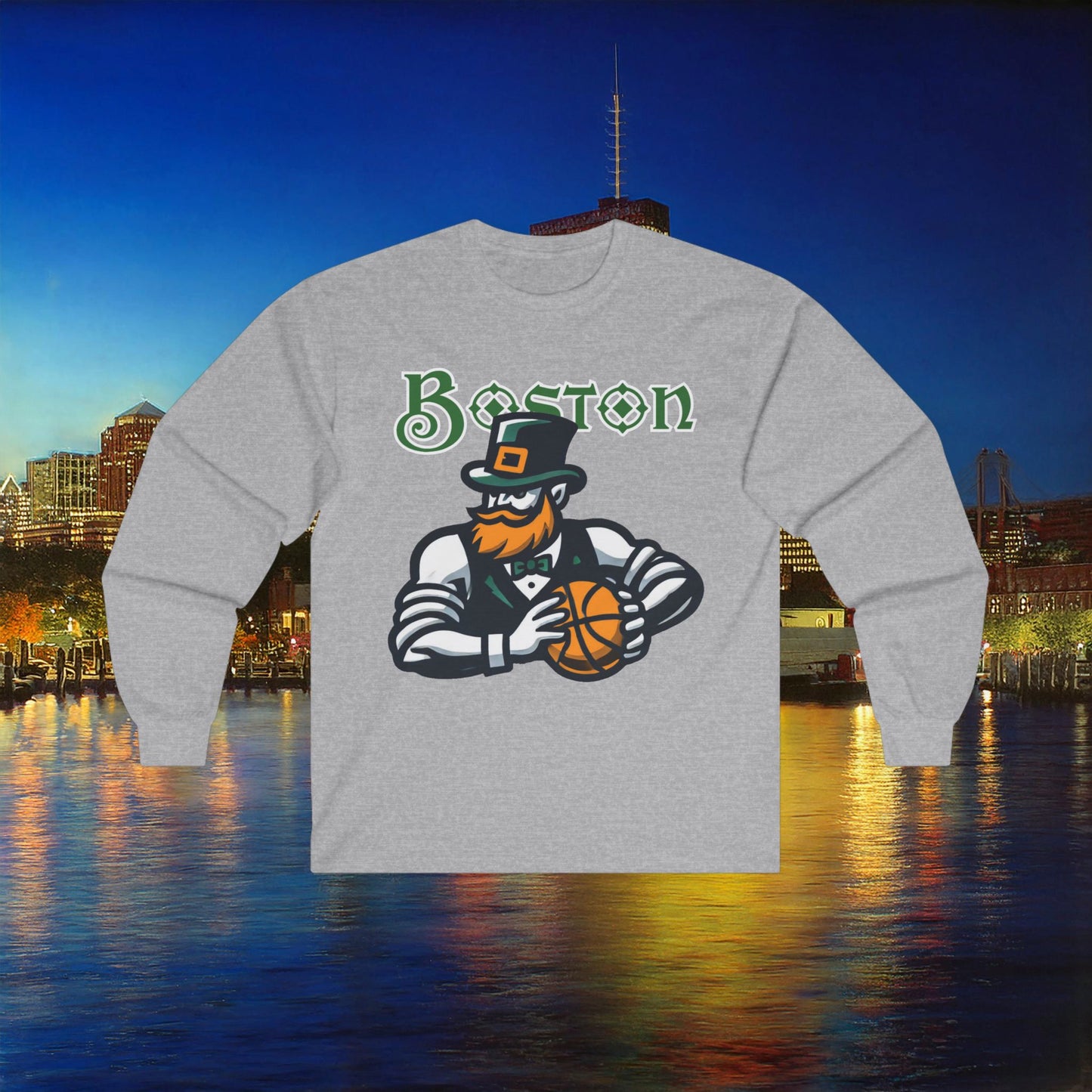 Boston Basketball Design Long Sleeve Tee