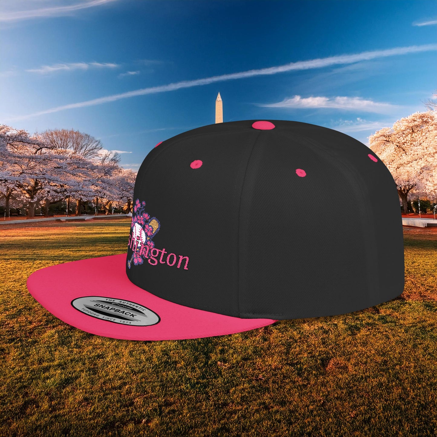 Washington Cherry Blossom Flat Bill Snapback