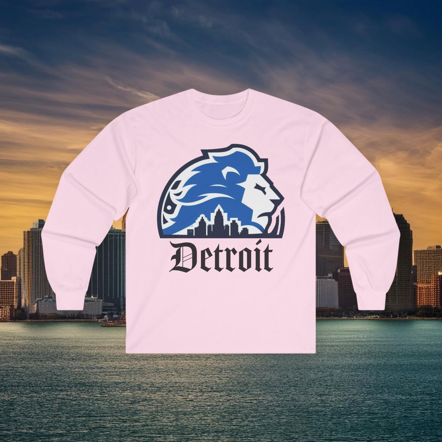 Detroit Football Skyline Long Sleeve Tee