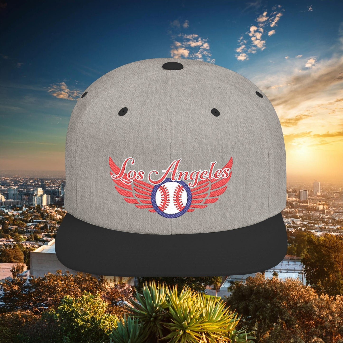 LA Baseball Wings Flat Bill Snapback Hat
