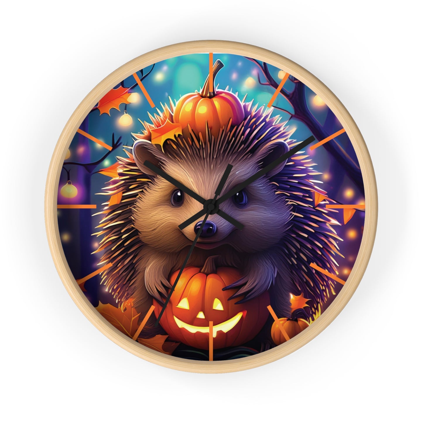 Halloween Hedgehog Wall Clock