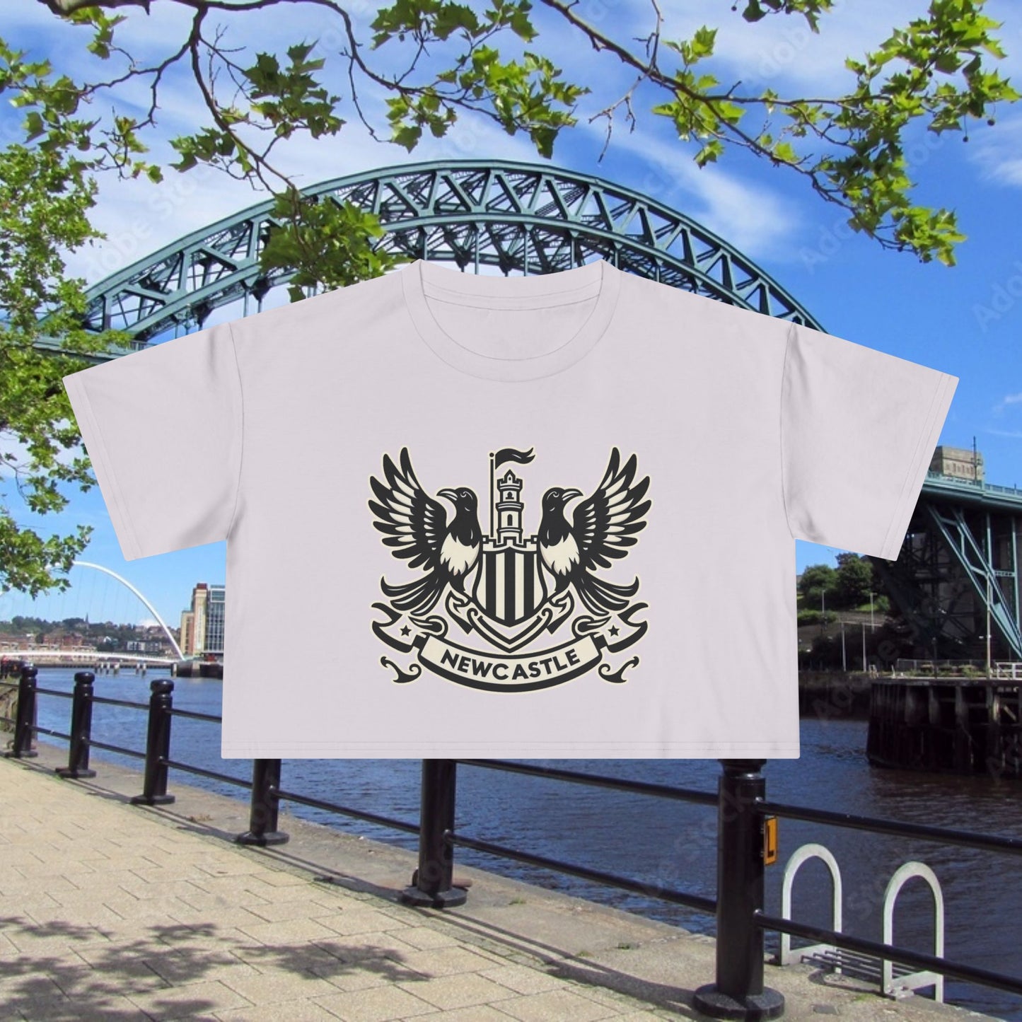 Newcastle United B&W Crest Women's Crop Tee