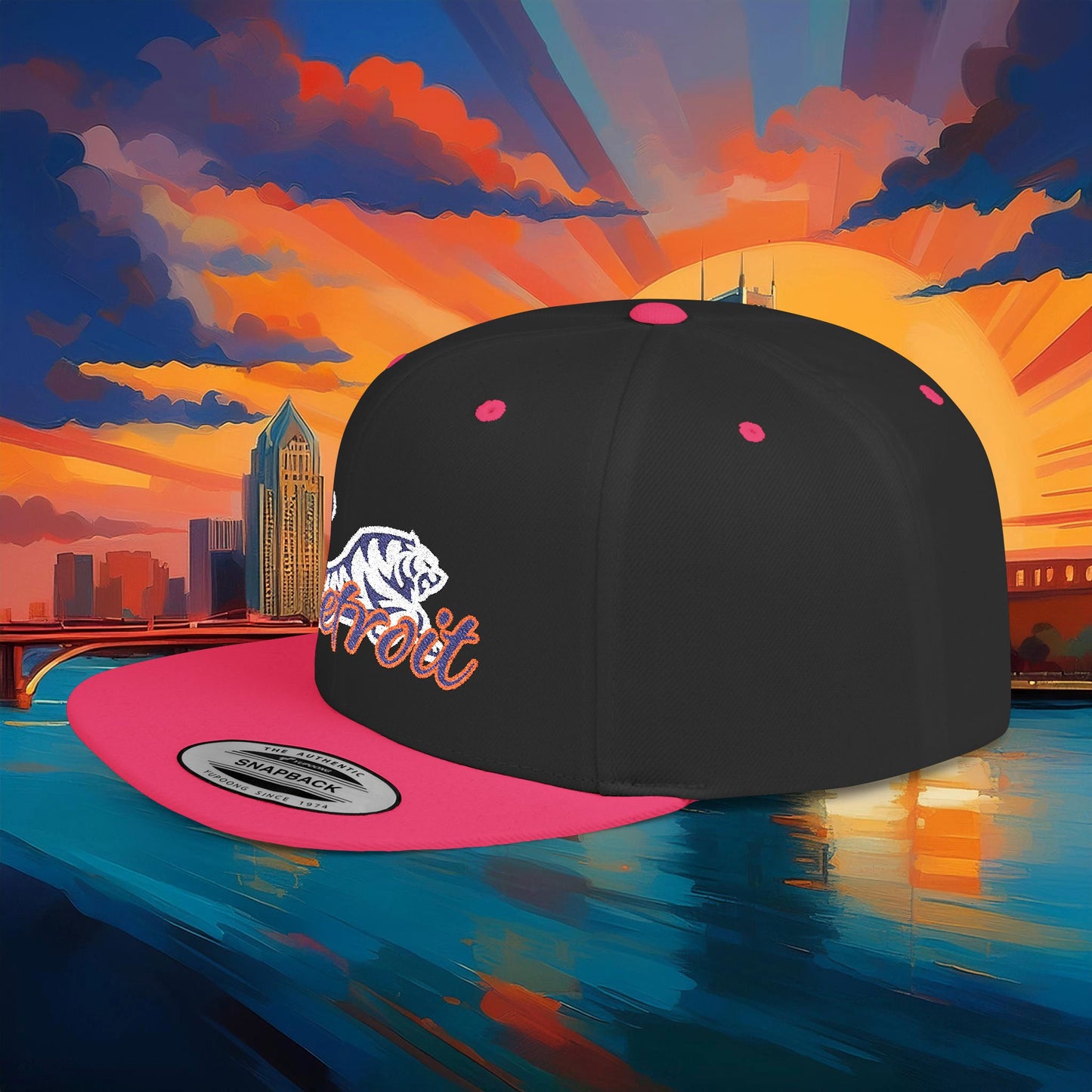 Detroit White Tiger Flat Bill Snapback