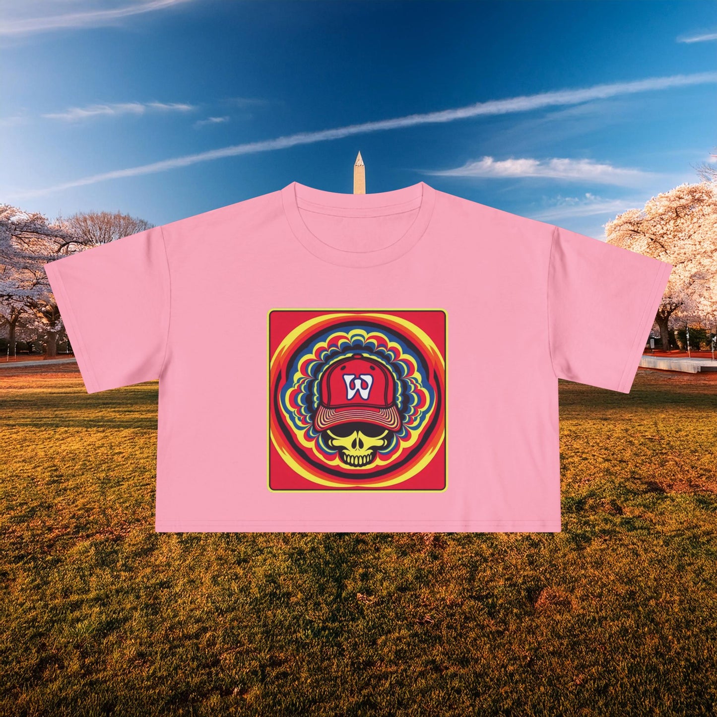 Psychedelic Funky W Skull Women's Crop Tee