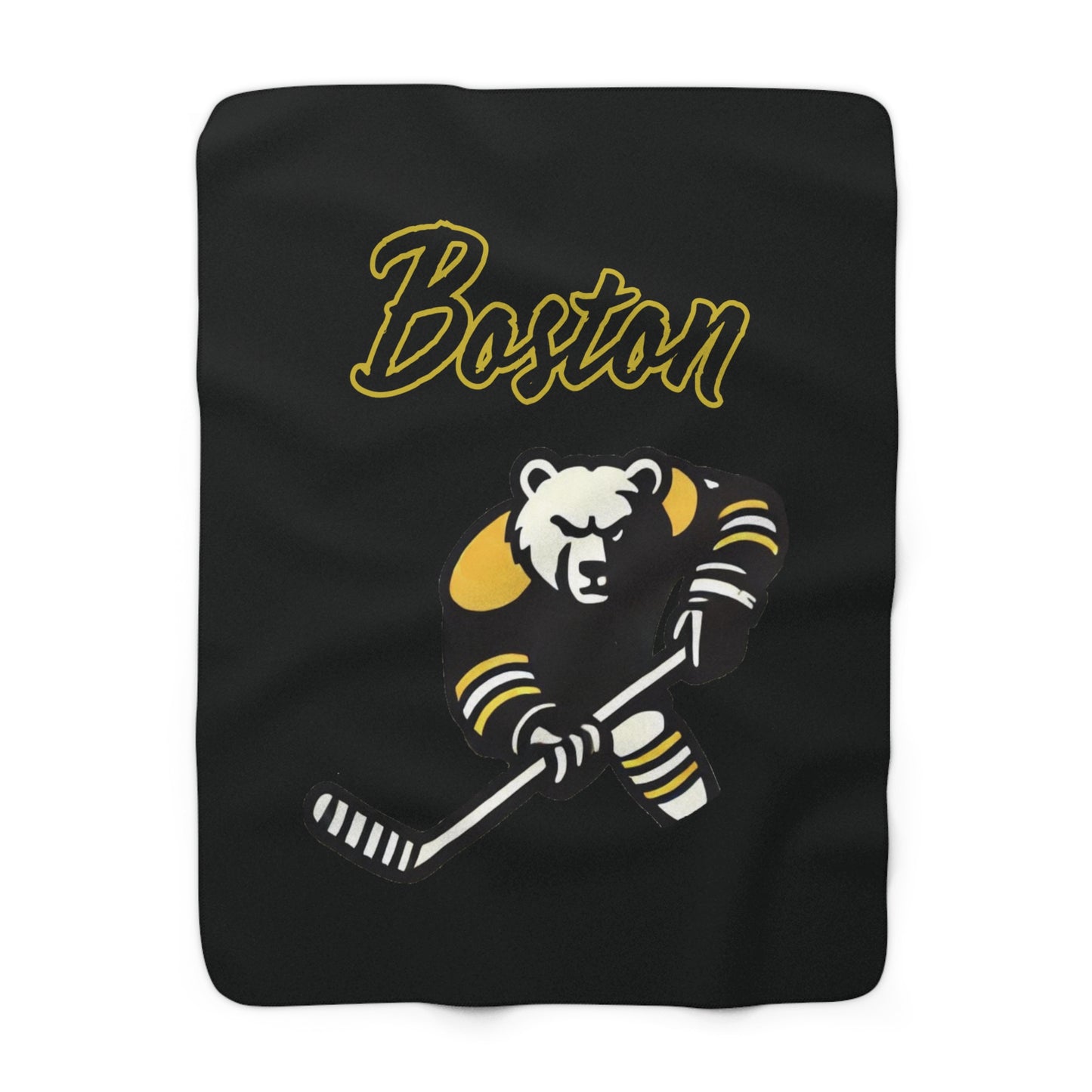 Boston Hockey Bear Sherpa Fleece Blanket