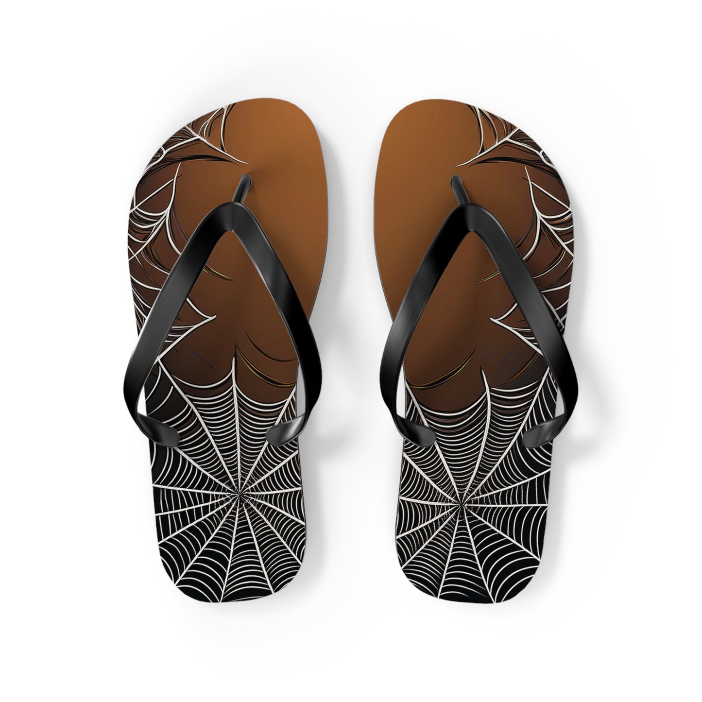 Golden Spider Web Flip Flops