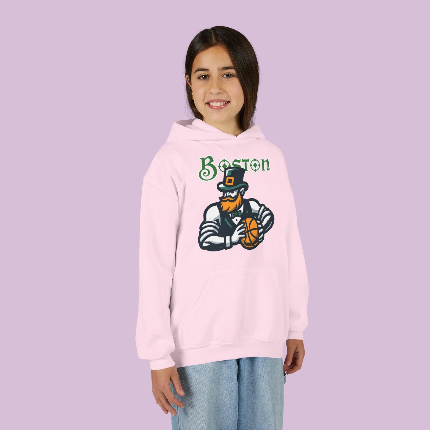 Boston Basketball Design Youth Hoodie