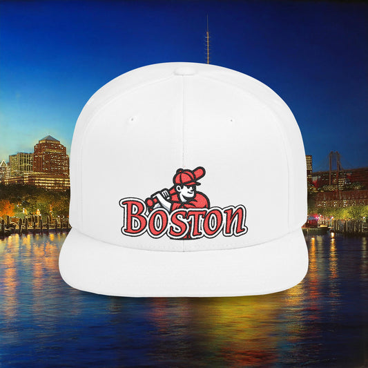 Boston Baseball Player Flat Bill Snapback