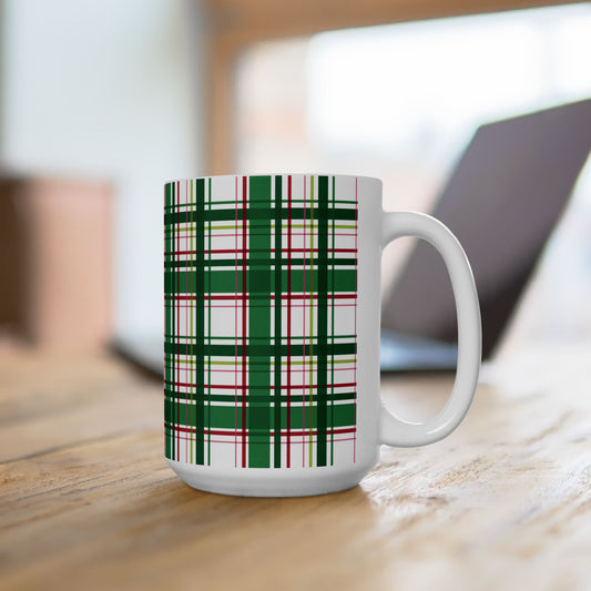 Green & Red Plaid Ceramic Mug (11oz/15oz)