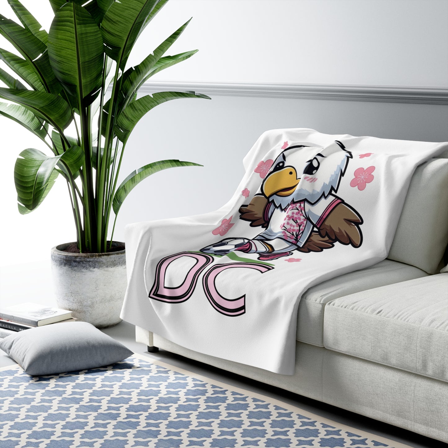 DC United Cherry Blossom Eagle  Sherpa Fleece Blanket