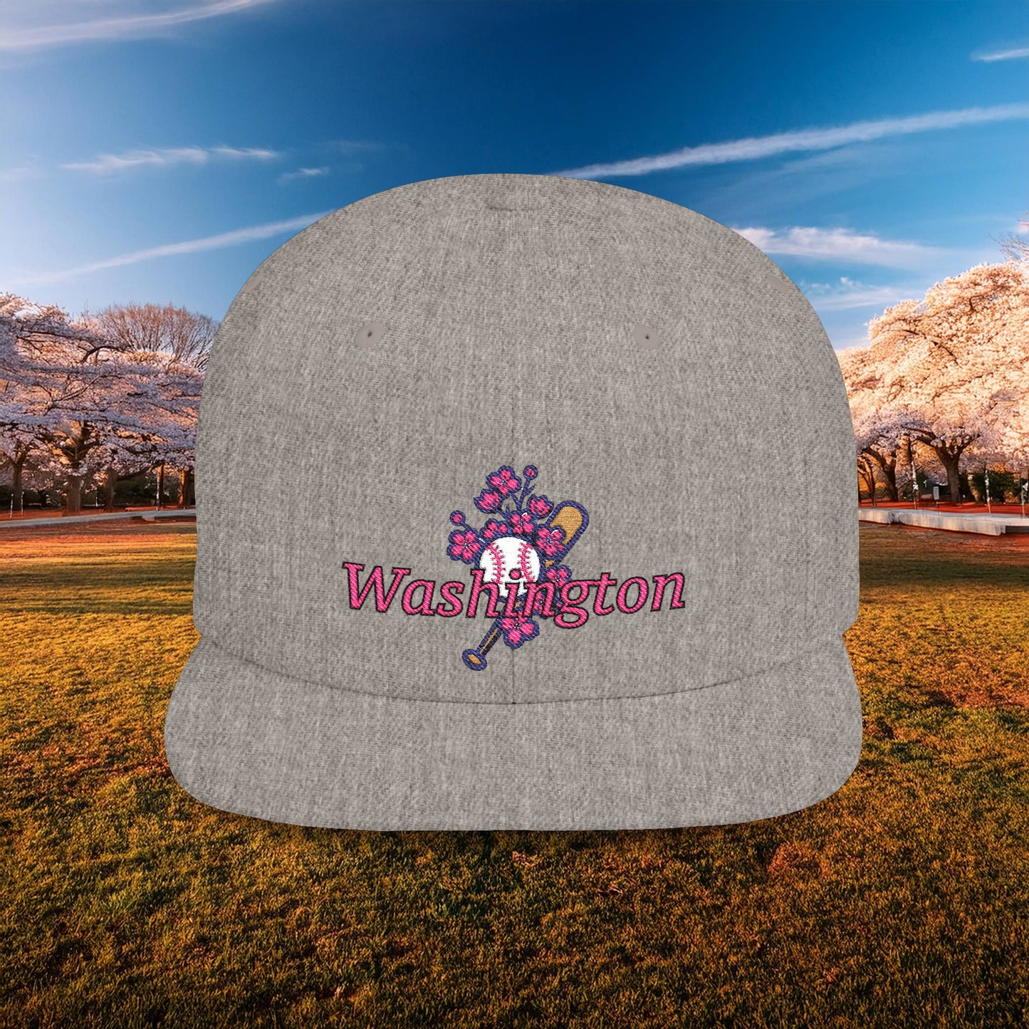 Washington Cherry Blossom Flat Bill Snapback