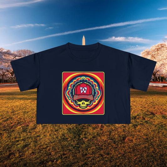 Psychedelic Funky W Skull Women's Crop Tee