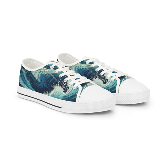 The Ocean Waves Men's Low Top Sneakers