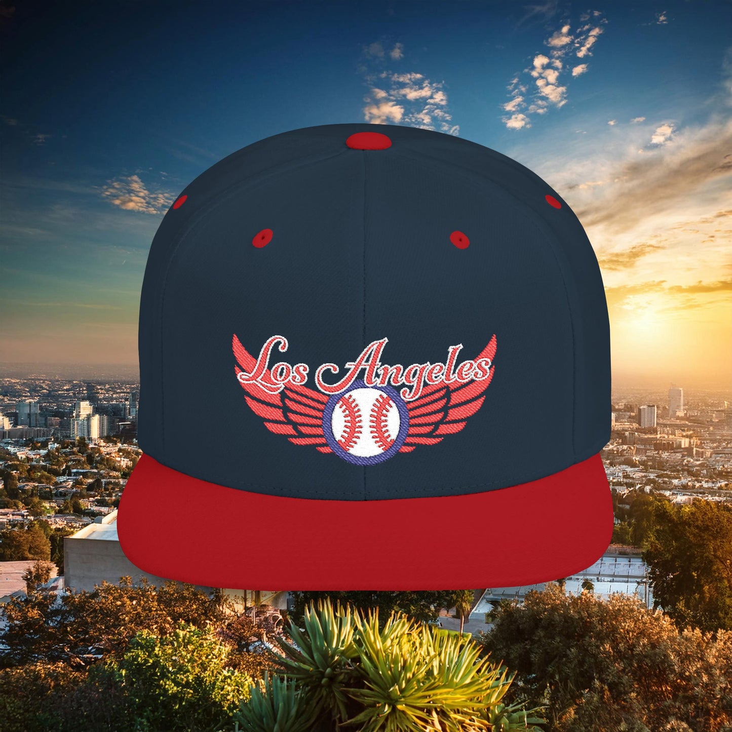 LA Baseball Wings Flat Bill Snapback Hat