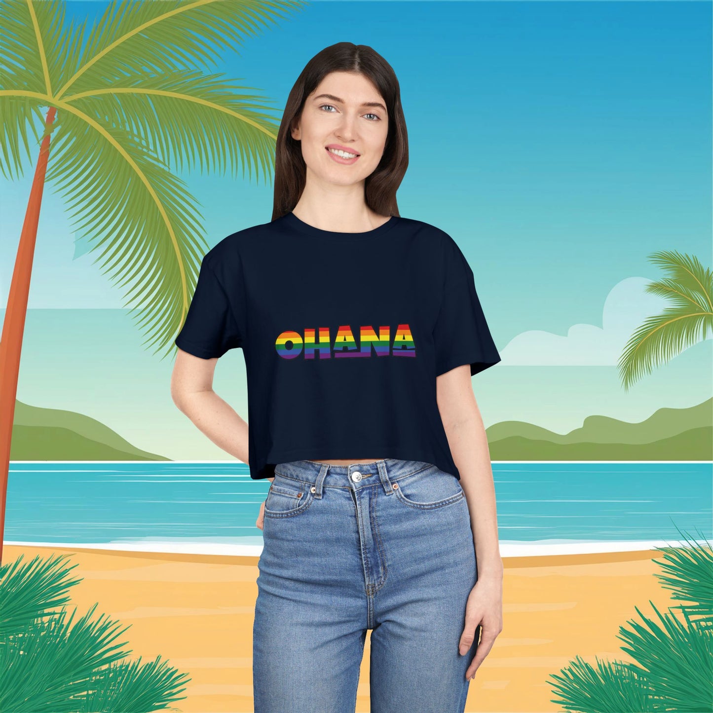 Rainbow Ohana Women's Crop Tee