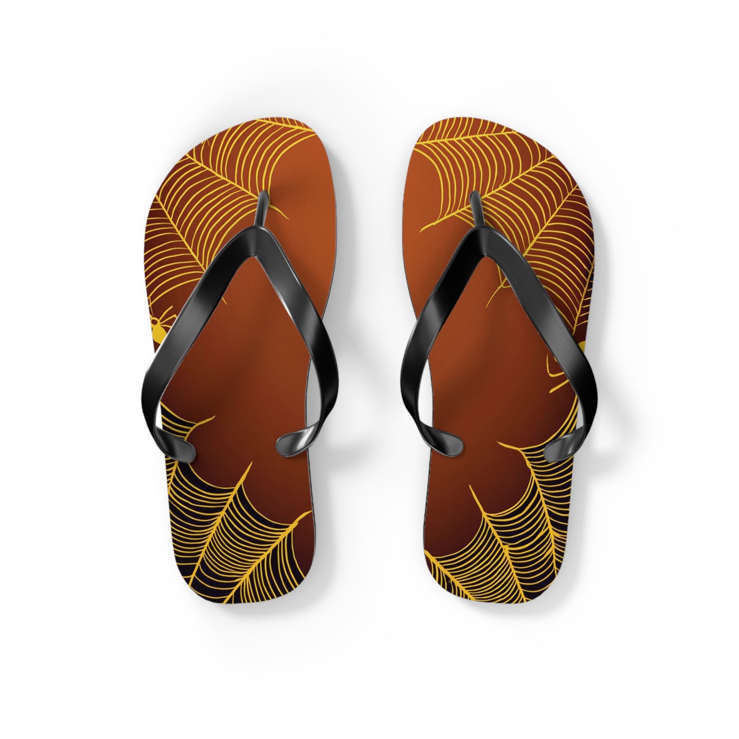 Orange Spider Web Flip Flops