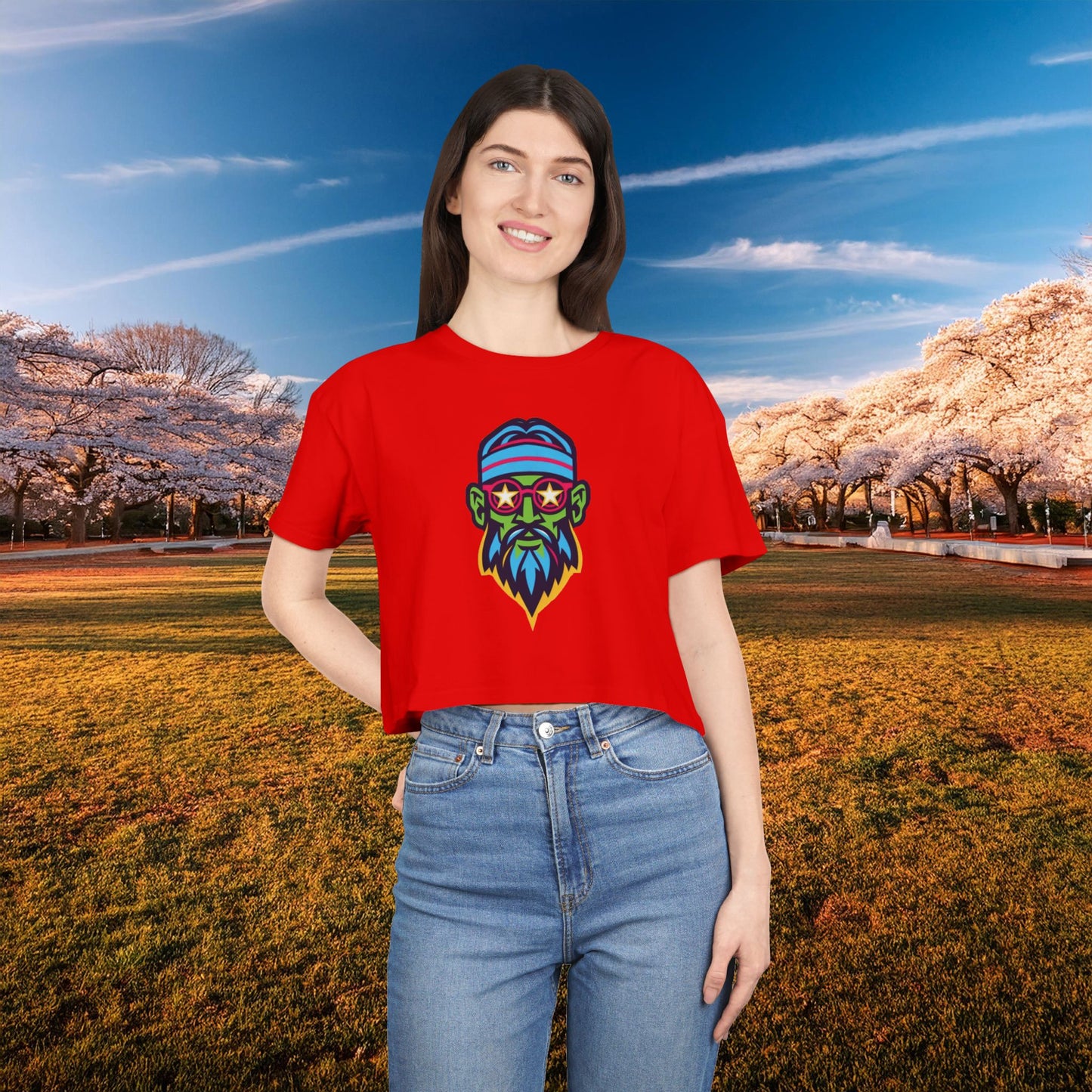 Psychedelic Wizard's Player Women's Crop Tee