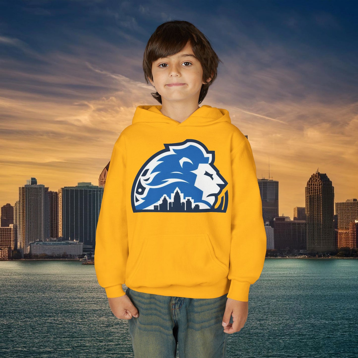 Detroit Football Skyline Youth Hoodie