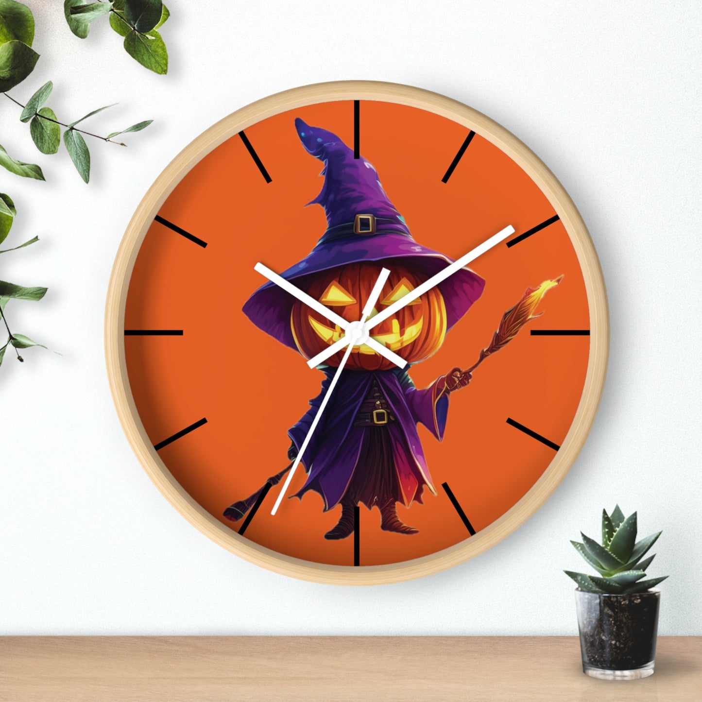 Pumpkin Wizard Wall Clock