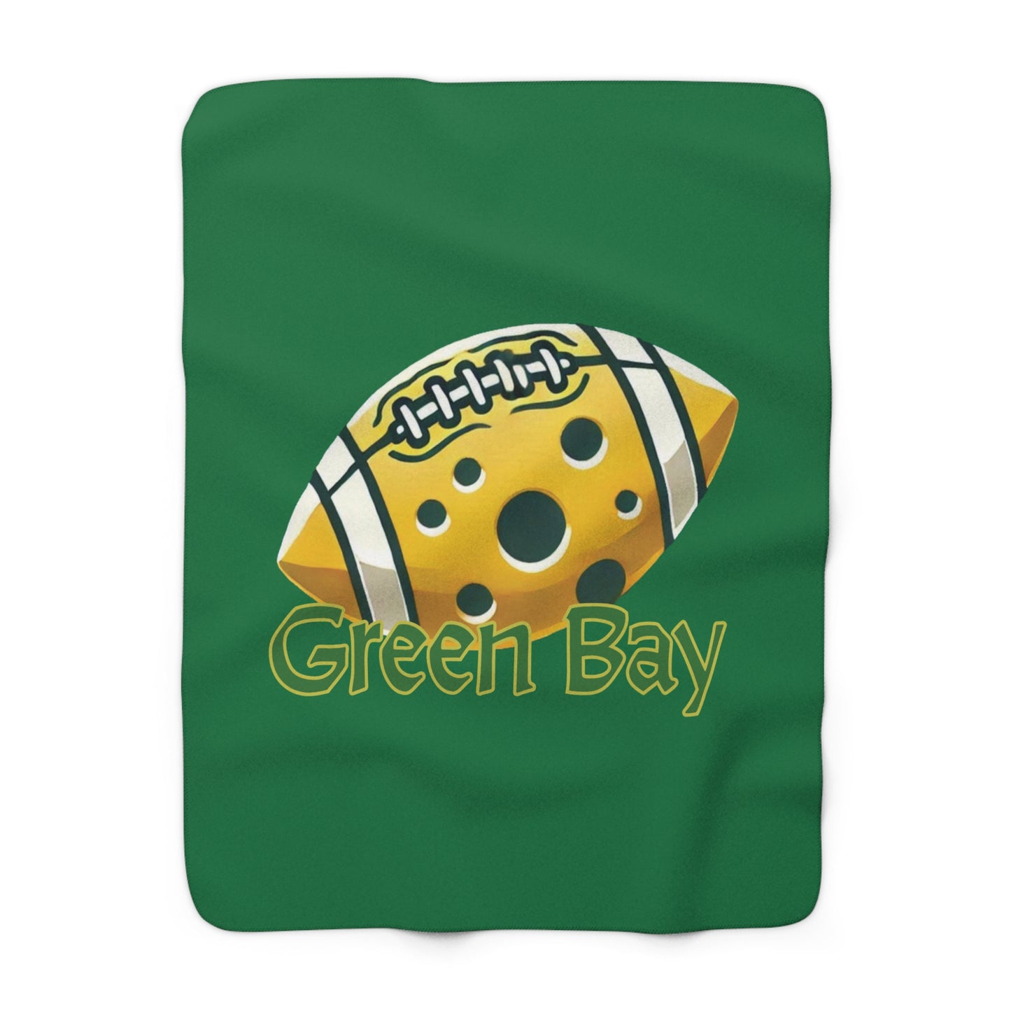 Green Bay Cheese Football Sherpa Fleece Blanket