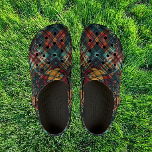 Floral Plaid Foam Clogs
