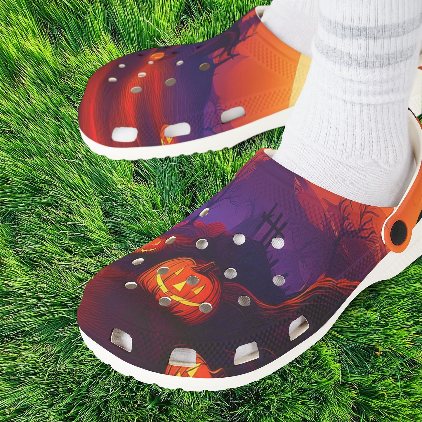 Jack-O'-Lantern Halloween Foam Clogs