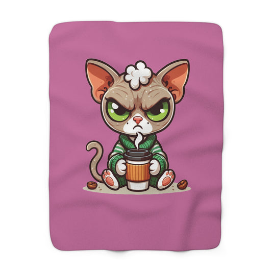 Cranky Cat Sherpa Fleece Blanket
