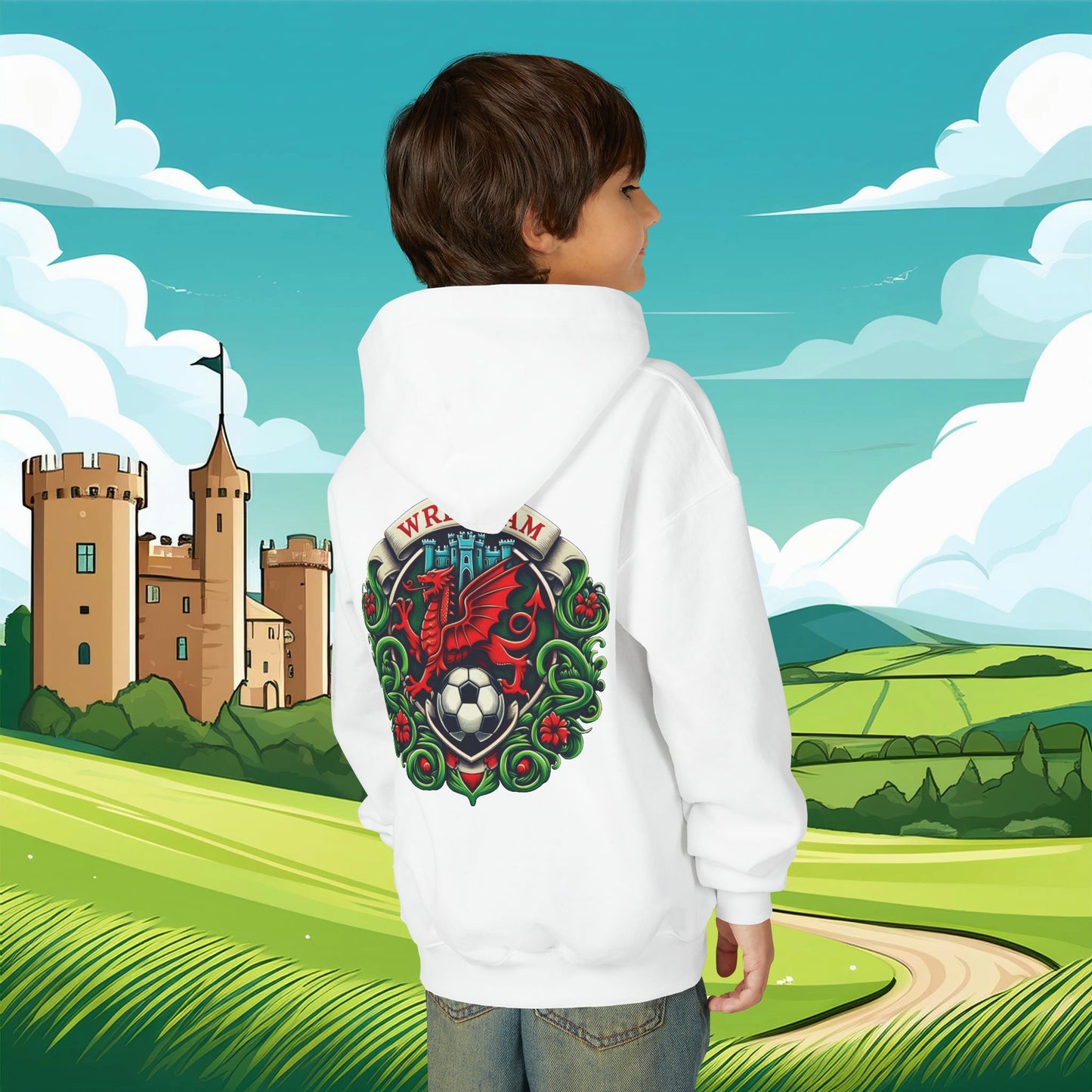 Wrexham Crest Dragon Youth Hoodie