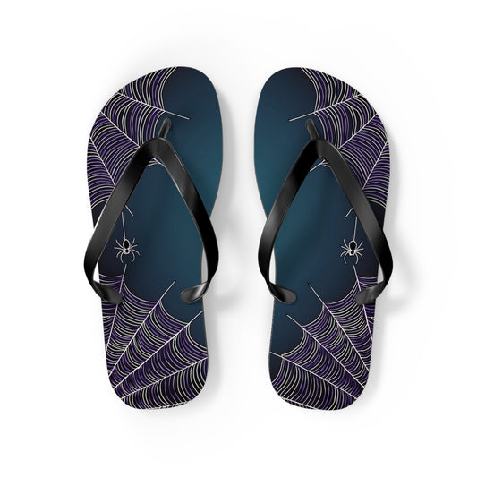 Blue Spider Web Flip Flops