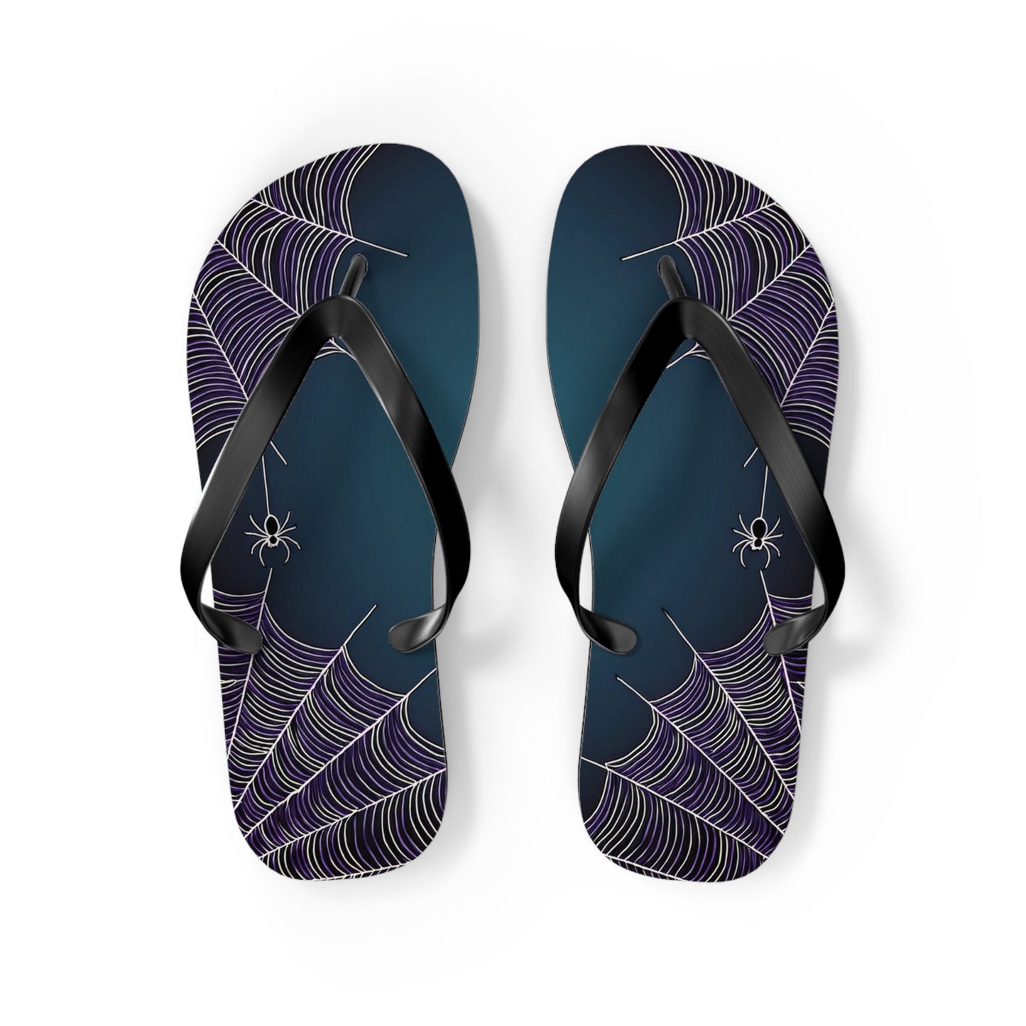 Blue Spider Web Flip Flops
