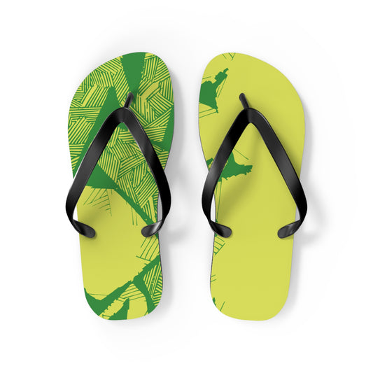 Electric Green and Gold Newcastle Flip Flops