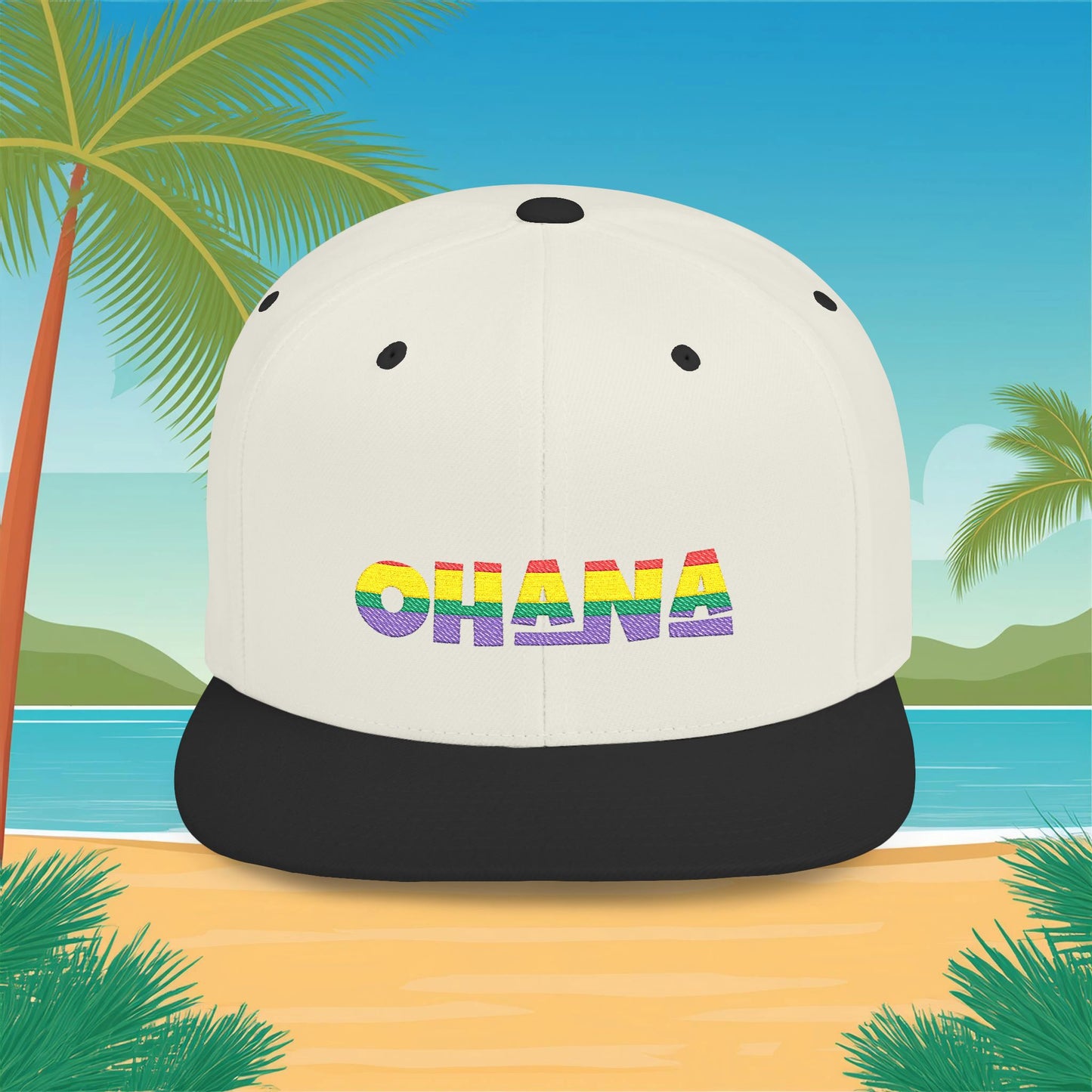 Rainbow Ohana Flat Bill Snapback