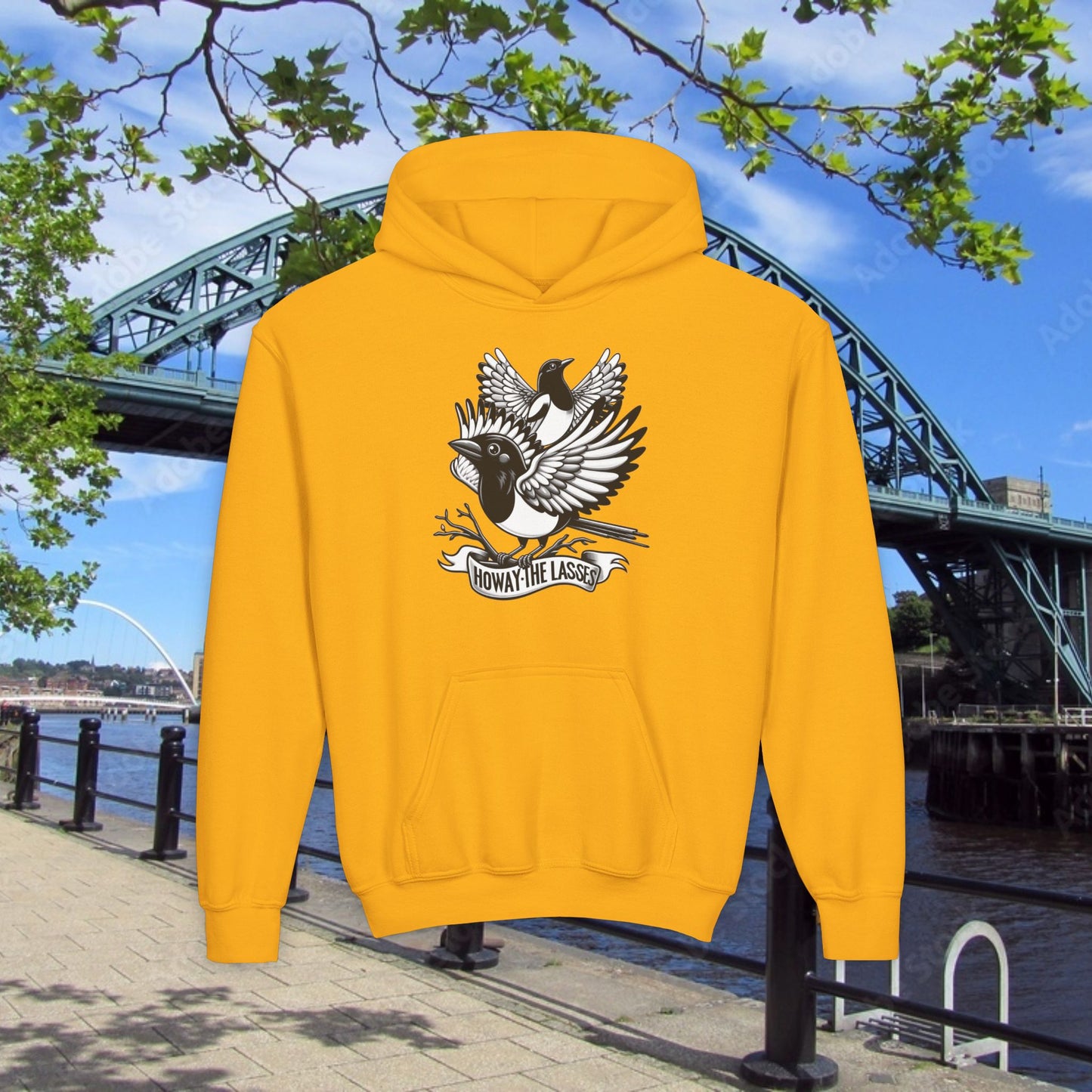 Newcastle United Howay The Lasses B&W (Twin Mags) Youth Hoodie