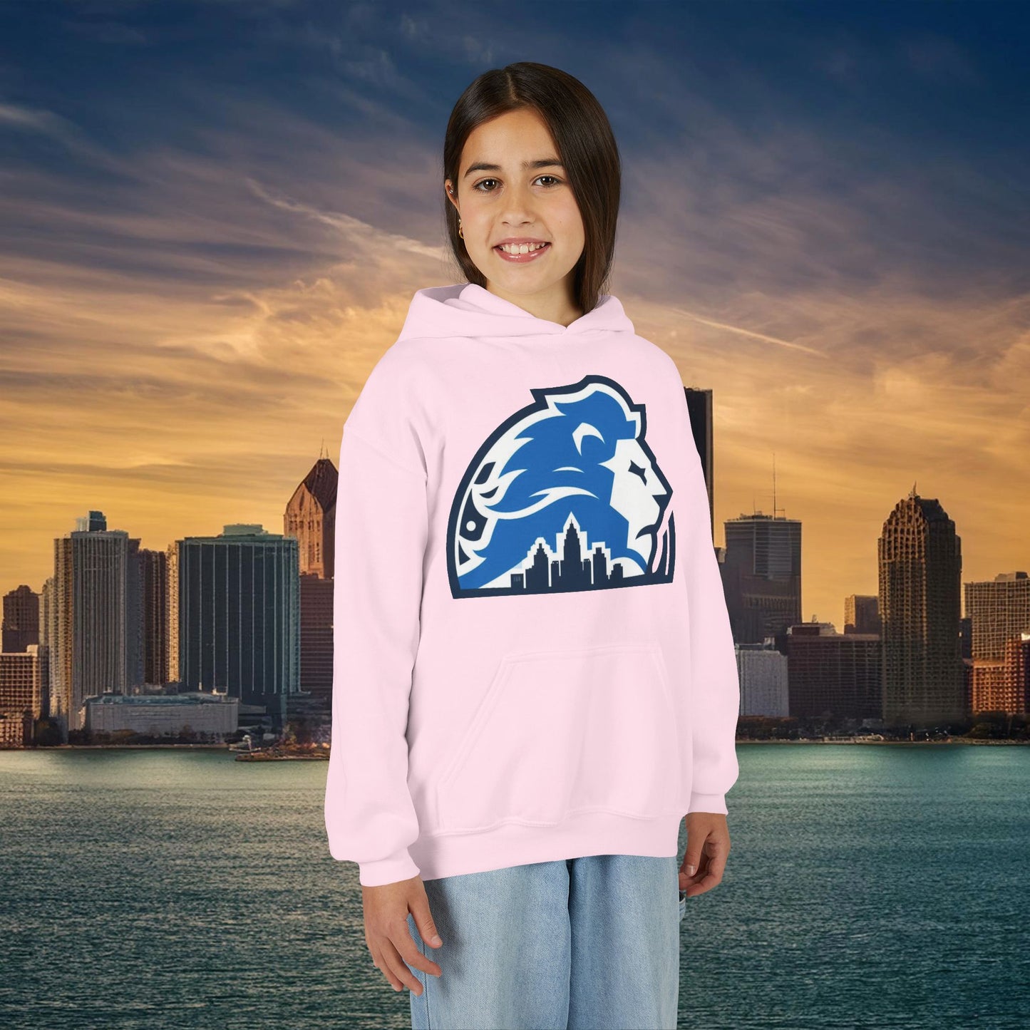 Detroit Football Skyline Youth Hoodie