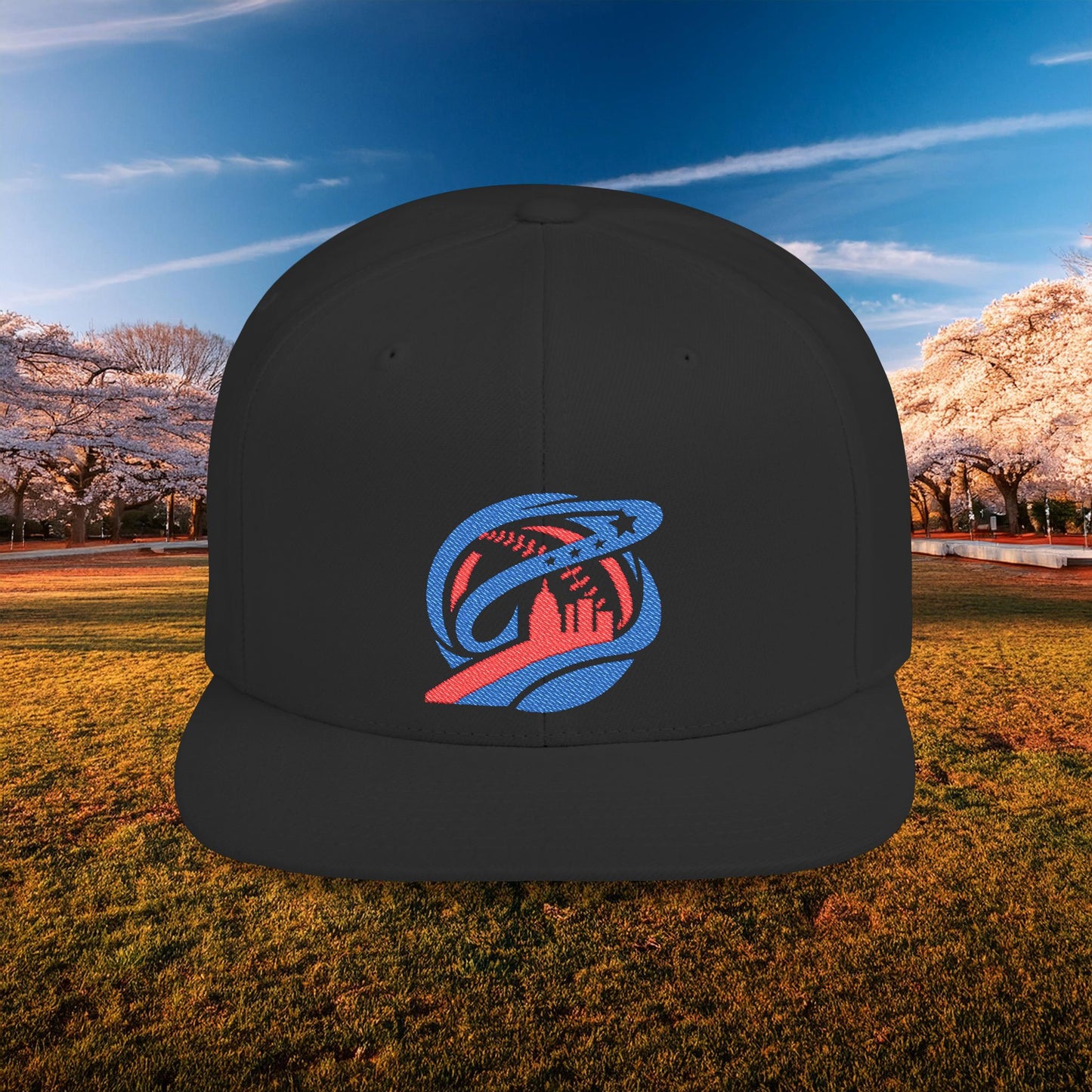 Abstract Washington Baseball Logo Flat Bill Snapback