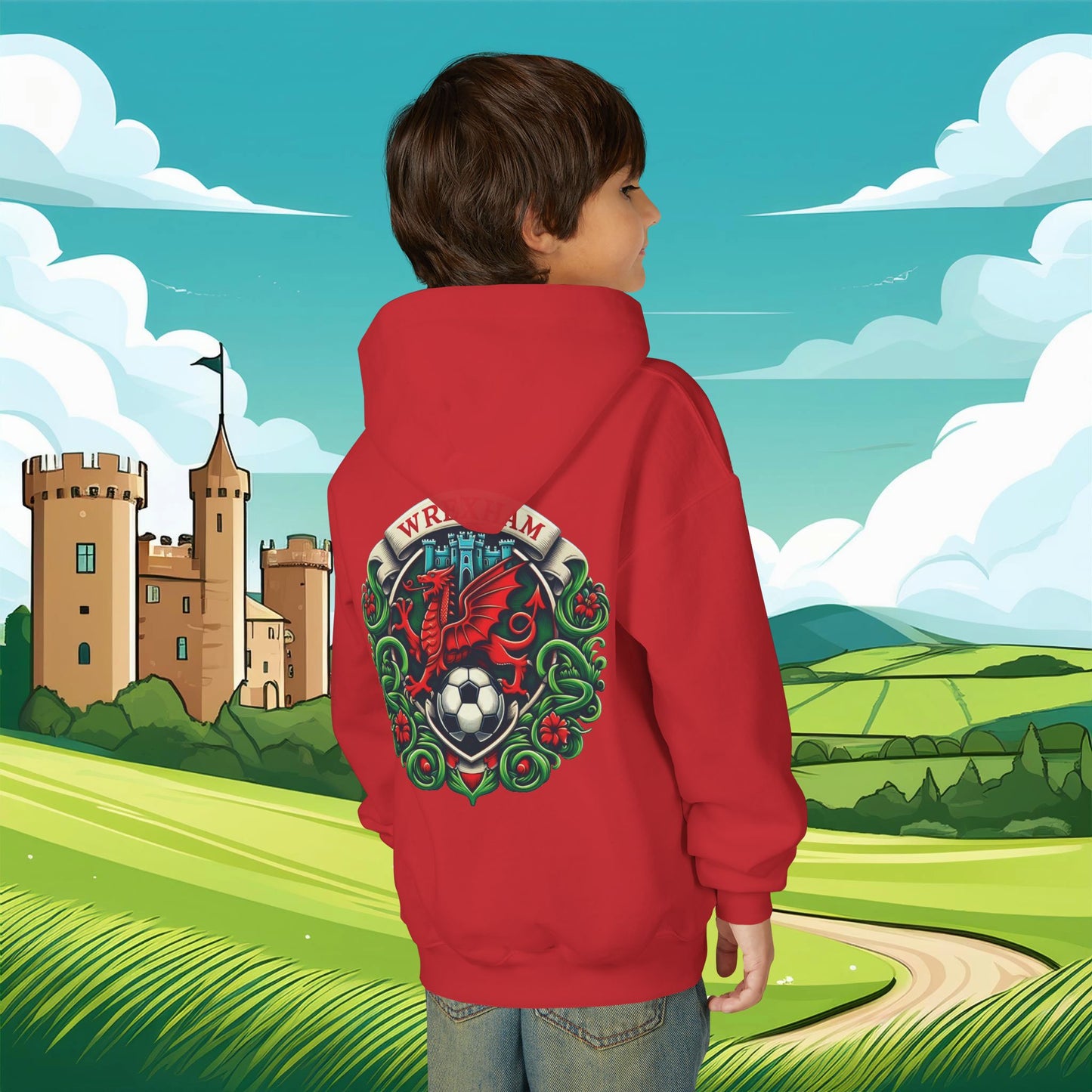 Wrexham Crest Dragon Youth Hoodie