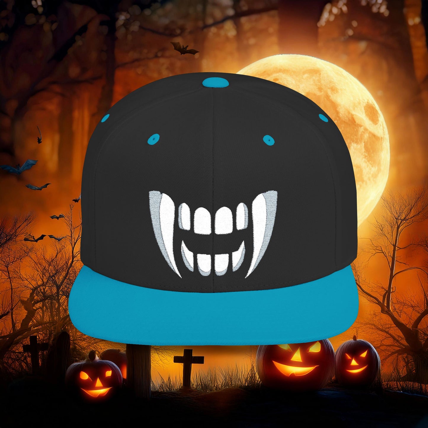Vampire Teeth Flat Bill Snapback