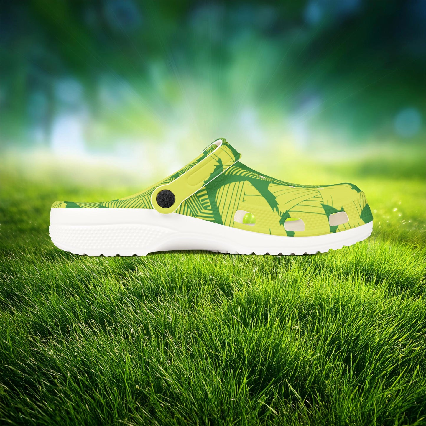 Electric Green and Gold Newcastle Foam Clogs